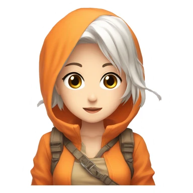 anime girl sweet white skinnedpeanime female adventurer in orange clothes half  sticker