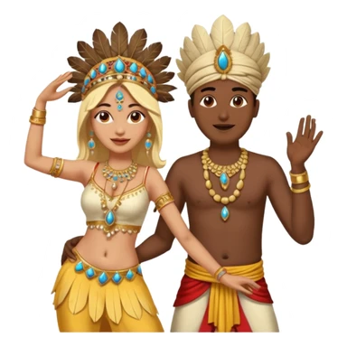 Indian with full head dress dancing with blond lady sticker
