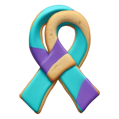 Purple teal Suicide awareness ribbon, heart cookie sticker