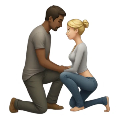 Woman on knees facing man sticker
