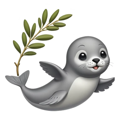 A flying seal carrying an olive branch sticker