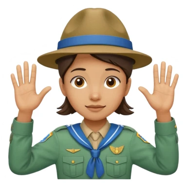 “Emoji-style person in a scout uniform making a balancing gesture with both hands. Hive the guy a scouting head sticker