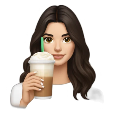 brunette Kendall Jenner holding ice latte sticker