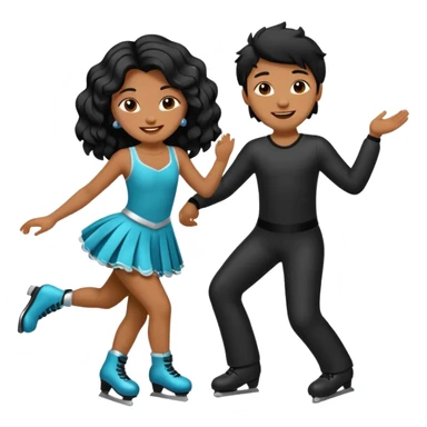 una patinadora con pelo negro largo y ondulado en las puntas con un mallot de color patinando en pareja sticker