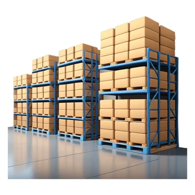 Modern warehouse interior 🏭 ultra-realistic 4K 📸 industrial shelves 📦 pallets stacked neatly 🏗️ soft lighting 💡 realistic shadows 🌑 sharp focus 🔎 cinematic depth 🎬 professional photography ✨ sticker