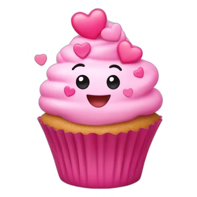 Happy pink with hearts cupcake sticker