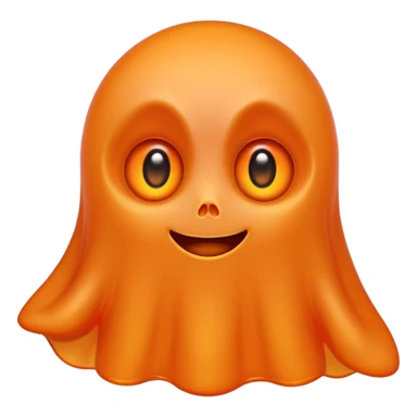 Cute orange ghost character with big adorable eyes and a small smile sticker