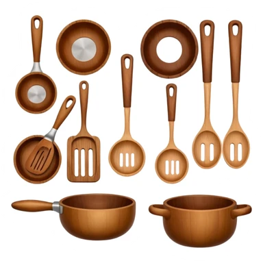 wooden kitchen utensils and items sticker