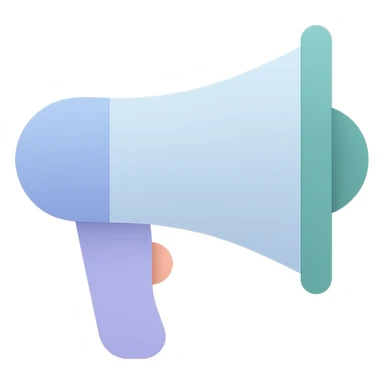 megaphone in a flat color icon style, bold lines, clear silhouette, minimalistic design, suitable for digital interfaces sticker