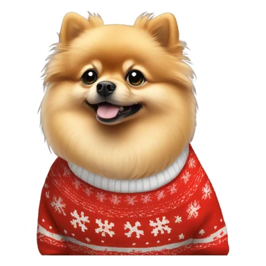 Pomeranian wearing Christmas sweater sticker