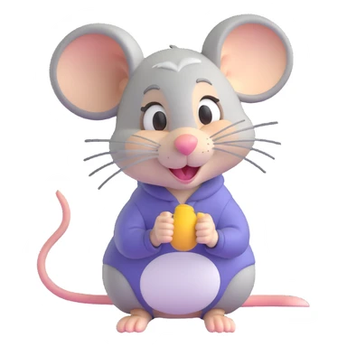 female mouse with very short gray-blond hair, winking sticker