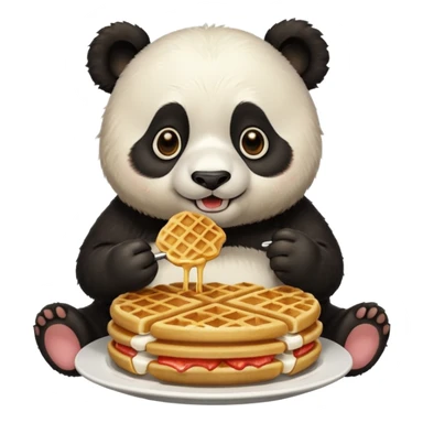 panda eating waffles sticker