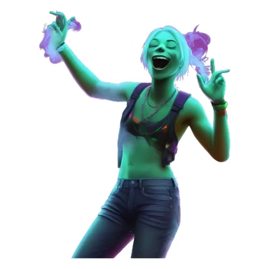 Rave party dancing neon smoking sticker