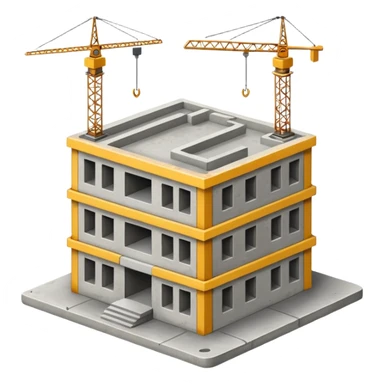 construction site with a partially completed building emoji style sticker