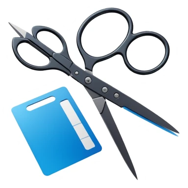 Floating black Scissors cutting in half an idf soldier ID card with a little chip in 2 parts sticker