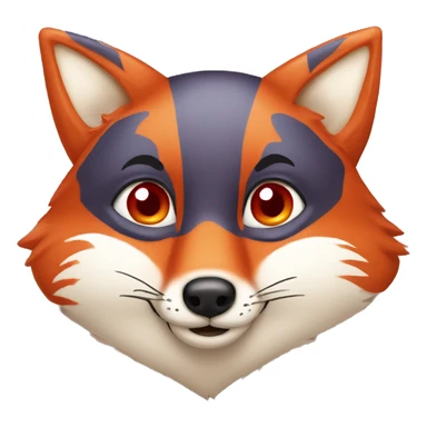 "deep lush red fox face" with little hearts in eyes sticker