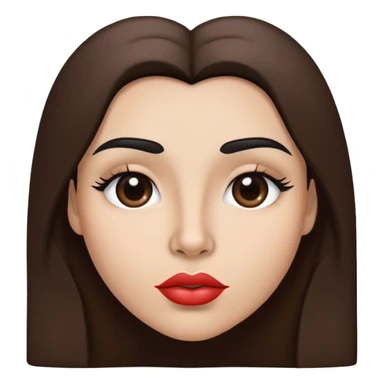 thick black eyebrows brown long hair full heart shaped lips and straight nose light skin sticker