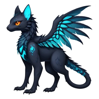 Black Dark Exotic Tropical Beaked Feathery Nocturnal Neon-glowing Abyssal Nightly Abyss-Cat-Gryphon-Salandit-Nargacuga-Silvally-akémon Creature (full body) sticker