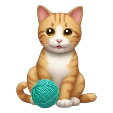 Cat playing with a yarn ball sticker
