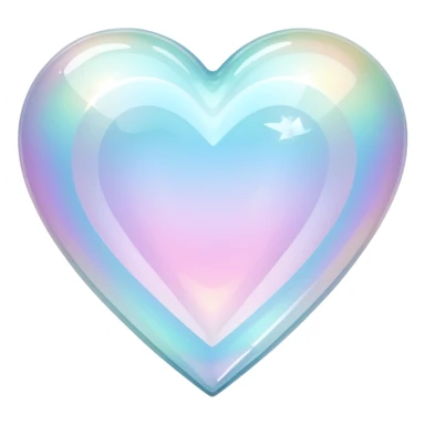 sparkly glossy pastel whitish iridescent glass crystal nebula glass heart sticker