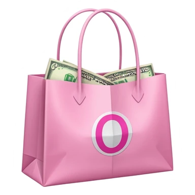 Pink money and a pink shopping bag sticker