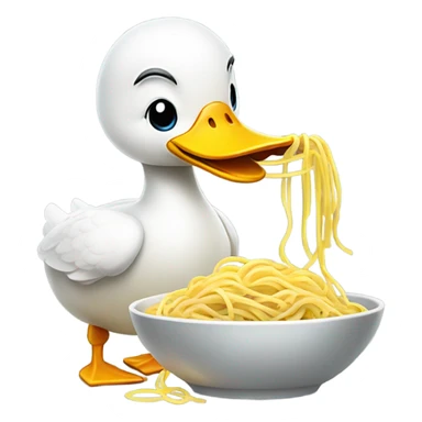 Duck eating spaghetti sticker