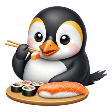 pingouin eat sushi sticker