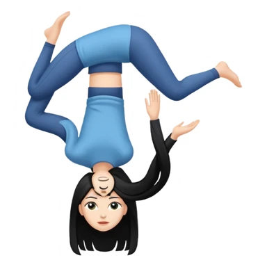 white girl with black long hair standing on her head sticker