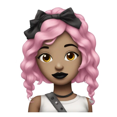 Pink hair punk girl black lipstick  sticker