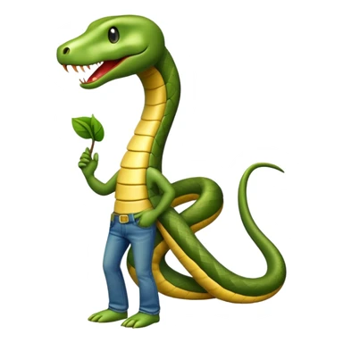 anthropomorphised snake wearing jeans and a t-shirt, walking upright sticker