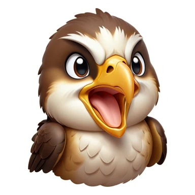Cinematic Cute Yawning Falcon Portrait Emoji, Head tilted slightly with a dramatic, wide-open yawn, showcasing a streamlined, powerful form with a softly drooping beak and sleepy, half-closed eyes, Simplified yet irresistibly adorable features, highly detailed, glowing with a soft, cozy glow, high shine, relaxed yet expressive, stylized with a dash of whimsical aerial charm, soft glowing outline, capturing the essence of a drowsy yet affectionate falcon that appears ready to stretch out for a nap! sticker
