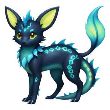 Shiny Aural Iridescent Fluorescent Bioluminescent Umbreon-Amaura-Salandit-Vaporeon-Fakémon-fusion (full body) sticker
