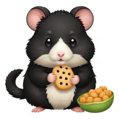 black hamster with  snack sticker