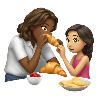 girl eating croissant with wife sticker