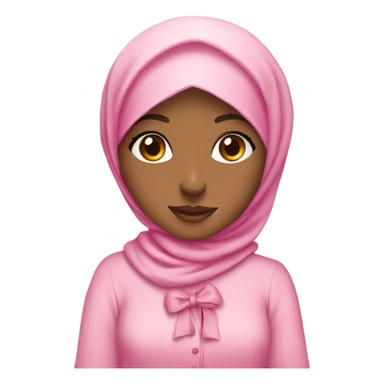 Cute hijabi girl with bows on her outfit wearing pink sticker