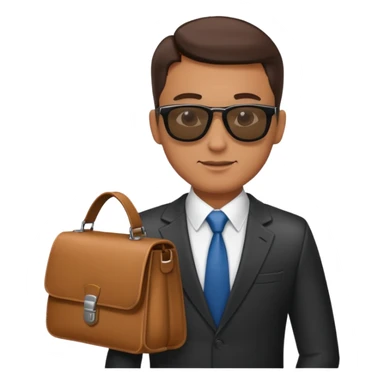 a businessman with sunglasses and a bag in his arm sticker