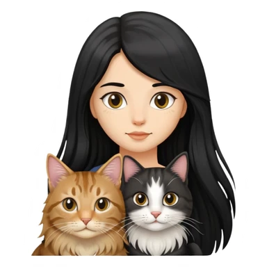 a long haired tabby cat and A girl with long black hair and an oval face  sticker