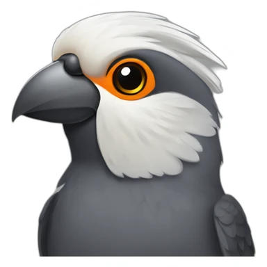 dark grey cockatiel with orange cheek sticker