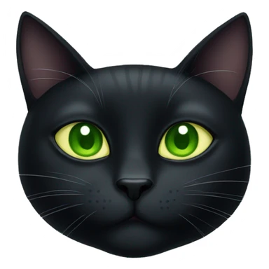 Black cat with green eyes and a zucchini sticker