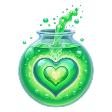 green potion and heart effect sticker
