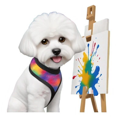 Maltese bichon working as a painter sticker
