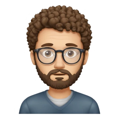 curly skinny guy with bear and glasses, poor with no money sticker