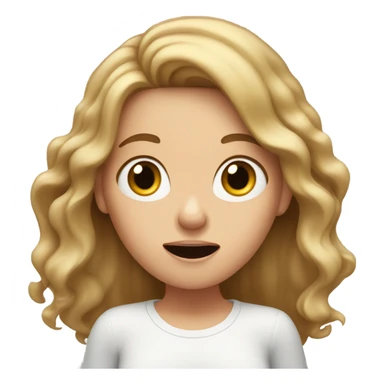shocked long wavy brown-hair white girl  sticker