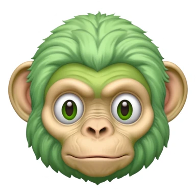 Green chimp with oversized brain sticker