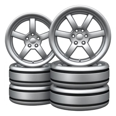 Emoji icon of a set of custom alloy wheels stacked together sticker