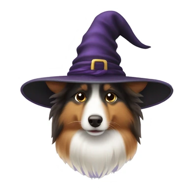 Shetland sheepdog witch hat sticker