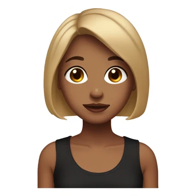 girl with short brown bob, brown eyes black tank top and freckles sticker