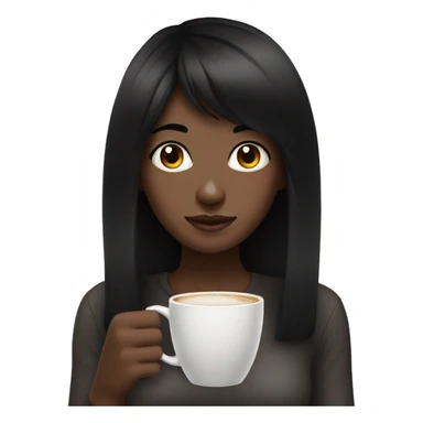 Black Hair girl with coffe eyes sticker