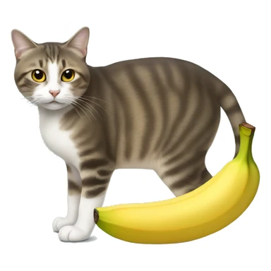 Un chat qui mange une banane sticker