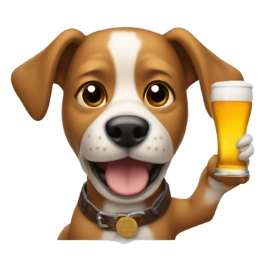 Dog drinking a beer sticker